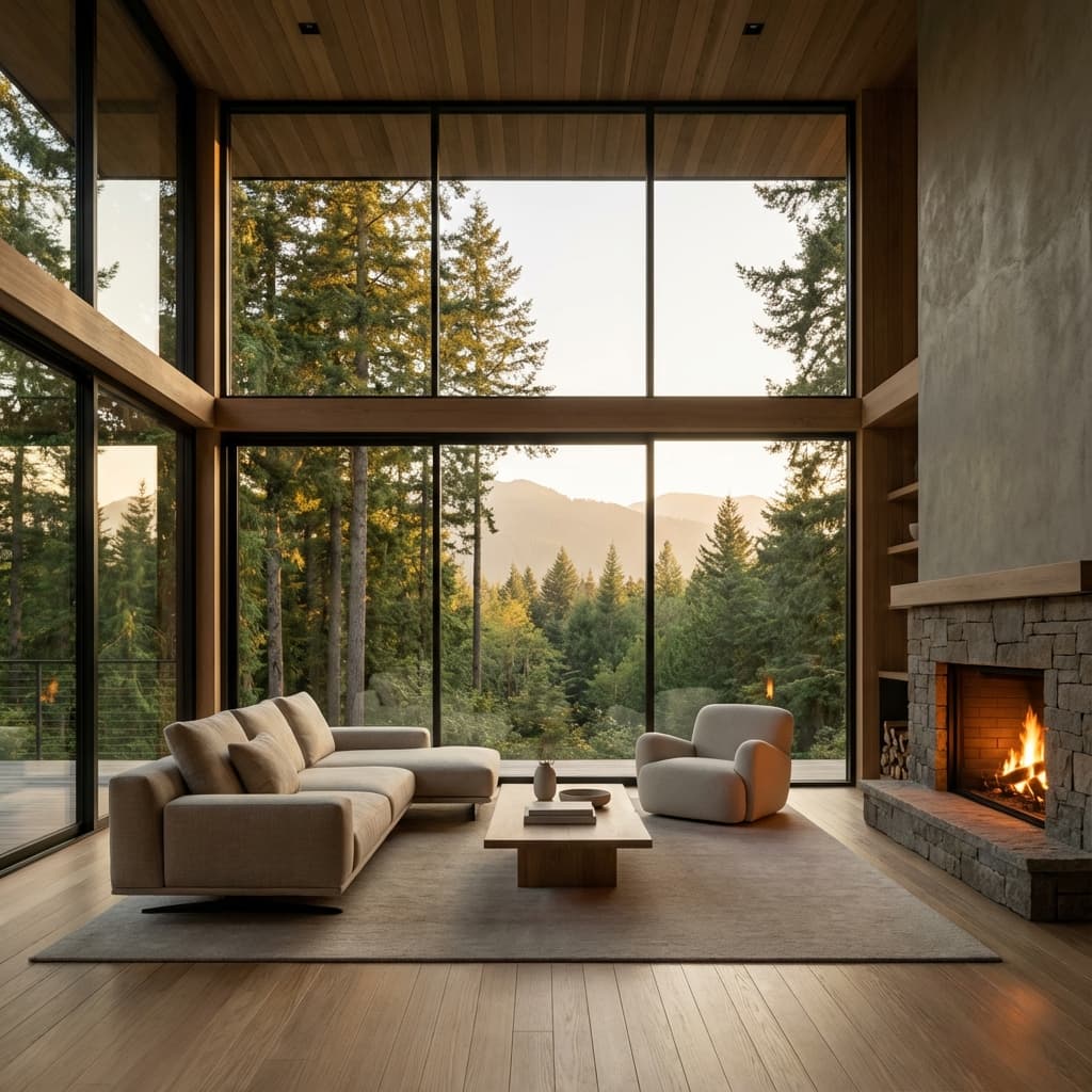 Serene living space overlooking nature